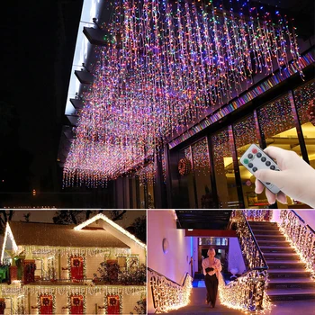 LED Függöny String Fények Tündér Lámpák Kültéri Garland Karácsonyi Vízesés Dcorations Esküvői Szoba, magánapartman / - ház Kert, Dekoráció