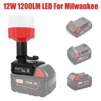 LED Milwaukee 14,4 V-18V Li-ion Akkumulátor, Hordozható, asztali Lámpa, 12W 1200LM Munka Fény Adapter Eszköz Olvasás Éjszakai Fény Otthoni Iroda
