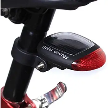 LED Piros Bicikli Kerékpár Napenergia Újratölthető Vörös Farok Hátsó Lámpa Mountain Bike Este Lovaglás Biztonsági Figyelmeztető Villogó hátsó Lámpa