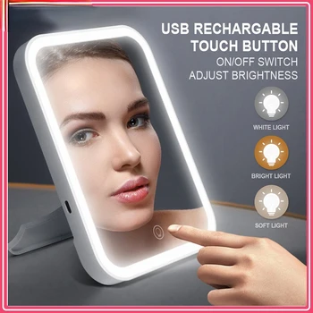 LED Smink Tükör érintőképernyő 3 Könnyű, Hordozható Állandó Összecsukható Hiúság Mirroir 5X Nagyító Compect Kozmetikai Tükör