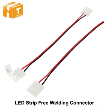 LED Szalag Csatlakozó 2pin 10mm / 2pin 8 mm-es Dróttal Szabad Hegesztési Csatlakozó 5db/sok
