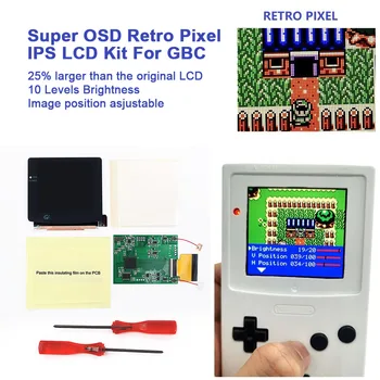 Legújabb V5 OSD Menü GBC Q5 RETRO PIXEL IPS LCD Kit Laminált Képernyő panel Háttérvilágítása Magas Fény A GameBoy Color Előre vágott Shell