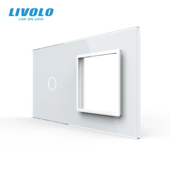 Livolo Luxus Fehér Gyöngy, Kristály, Üveg, 151mm*80mm, EU szabvány, 1Gang &1-es Keret, Üveg Panel, VL-C7-C1/SR-11 (4 Színben)