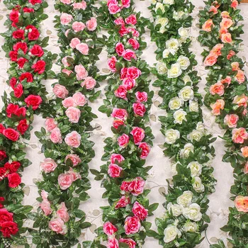 LuanQI 220CM Rose művirágok Karácsonyi Koszorú Esküvői Haza Szoba Dekoráció Tavaszi, Őszi Kert Arch DIY Hamis Növény