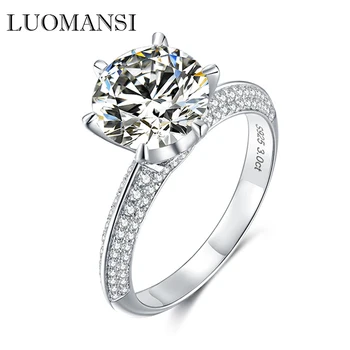Luomansi Luxus 9*9 mm-es 3CT Moissanite Gyűrű Telt Gyémánt Teszt S925 Sterling Ezüst Szuper Flash lakodalom Nő, Ékszerek