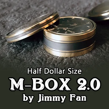 M-BOX 2.0 Jimmy Rajongói half dollár méret (30mm) Érme Trükkök Trükk Kellékek Jelennek meg Magia Bűvész Illúzió Okito Érme Doboz