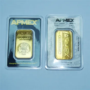 Magas Minőség, Aranyozott Apmex aranyrúd 1 oz APMEX Arany Bár Nem Mágneses Bevonatú 24 karátos Arany Üzleti Ajándék Gyűjtemény