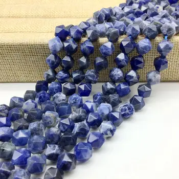 Magas Minőségű Természetes Kék Sodalite Kő Gyöngyök Nugget Távtartó Összetett Kézzel Vágott Kocka Bicone 6 8 10 mm DIY Ékszer Készítés Kellékek