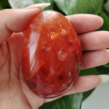 magas minőségű, Természetes kő Piros Hematoid quartz Crystal palm lakberendezési Meditálni, valamint csakra gyógyító kristályok