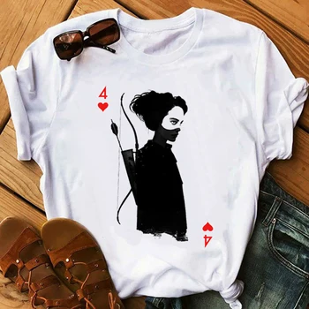 maximum kártya grafikus póló pólók vicces Póker 4-es számú nyomtatási tshirt kártya gót póló nők esztétikai ruhát streetwear