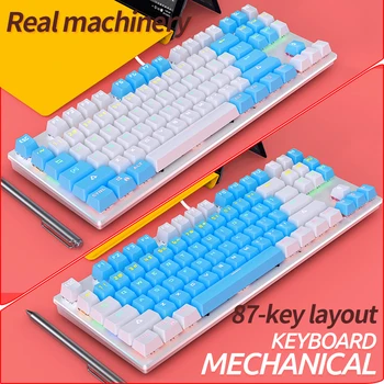 Mechanikus Keyboard K400 Mechanikus Billentyűzet 87-Kulcs USB Világító Kék, Fekete Tengely színmegfeleltetési Játék Glow 40#