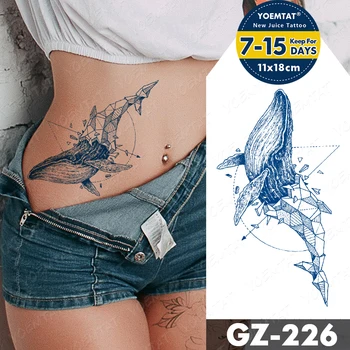 Mellkas, Váll Tetoválás Férfiaknak Tetoválás Időbeli Bálna Óceán Derék Lineáris Geometria Szexi Lé Félig Állandó Tetoválás Nő 2021