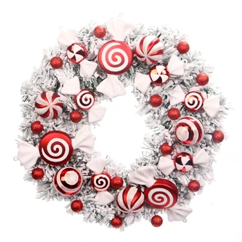Mesterséges Karácsonyi Koszorú Candy Dekoratív Garland a bejárati Ajtó, Ablak Dekoráció Téli Ünnepi Koszorúk