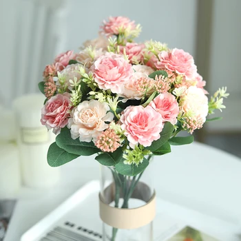 Mesterséges Virágokat Selyem Rózsa Esküvői Buli Otthon Kert Dekoráció Menyasszony Csokor DIY Kézműves Koszorú Tartozékok Hamis Virágok