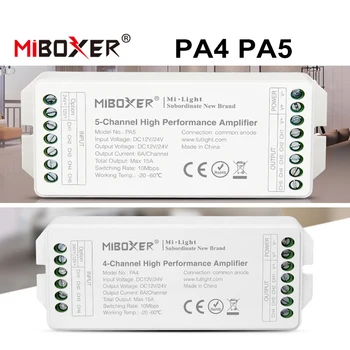Miboxer PA4 4-Csatornás PA5 5-Csatornás High Speed Teljesítmény LED Szalag Erősítő RGBW LED Vezérlő 12V-24V Erős Kompatibilitás