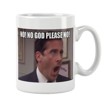 Michael Scott Nem! Isten Kérjük, Nyomtatott Bögre Vicces Kávé, Tea Csésze Ajándék Fehér Kerámia A Hivatal Idézet