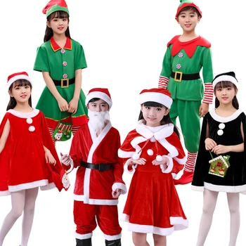 Mikulás Zöld Manó Karácsonyi Fesztivál, a Lányok Új Év Jelmez, Gyermek jelmez Xmas Fél Cosplay Ruha