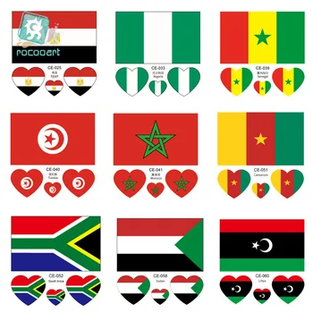 Minden Afrikai Ország Zászló Arcát Matrica Világbajnokság, Egyiptom, Nigéria Angola Tunézia Marokkó Sport Ülés Arc Ideiglenes Hamis Tetkó