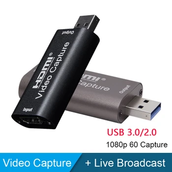 Mini 4K Videó-digitalizáló Kártya 1080P 60fps HD-USB 3.0 2.0 Videó Felvétel Doboz Játék DVD-Kamera Élő Közvetítés Közvetítés