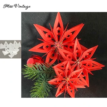 Miss Vintage Csillag 3D Hajtogatott Virág Kézműves fémforgácsolási Meghal Stencil DIY Scrapbooking Dekoratív Dombornyomás Kézműves Meghalni Vágás