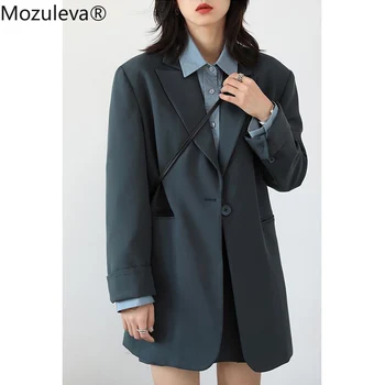 Mozuleva Tavaszi Őszi Nők Laza Zakó Öltöny Túlméretezett Egyetlen Gomb Női Zakó Hivatal Hölgyek Outwear Üzleti Kabátok