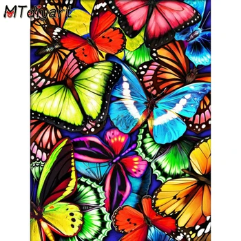 MTdiyart Gyémánt Festmény Pillangós Fali Matrica 5D Művészeti DIY Színes Állat Hímzés Teljes Gyakorlat Cross Stitch Mozaik Dekoráció Készlet