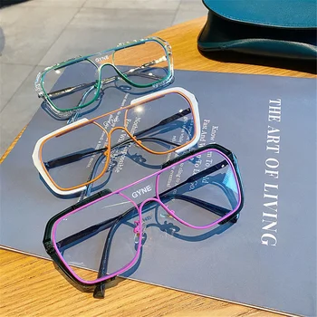 Nagyméretű Szögletes Szemüveg Keretek Anti Kék Fény Szemüveg Vintage Dupla Színes Szemüveg Rövidlátás Keret Szabadtéri Unisex Szemüveg