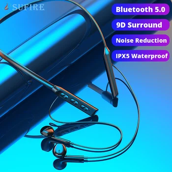 Neckband Vezeték nélküli Bluetooth Fülhallgató Sport Futó Fülhallgató Mikrofon zajcsökkentési Mágneses Felszívódását IPX5 Vízálló