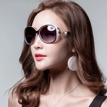 Női Elegáns Vintage Női Napszemüveg Polarizált Luxus Márka 2018 Gyöngy, Fehér Keret, Nap Szemüveg Női UV400 Gafas Sol Mujer