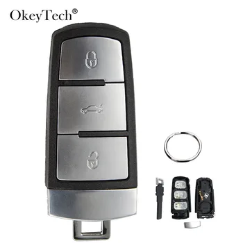 OkeyTech 3 Gomb Smart Kártya Távirányító Autó Kulcs Shell Fob VW Passat B6 3C B7 Magotan CC Csere Autó Kulcs burkolata Kulcsnélküli