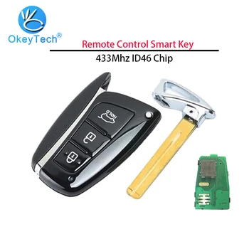OkeyTech 433MHZ ID46 Chip, Okos Billentyűt a Hyundai Santa Fe 2012-2015 Távoli Kocsi Kulcsot, 3 Gombokat Intelligens Kártya biztonsági Üres Kulcs
