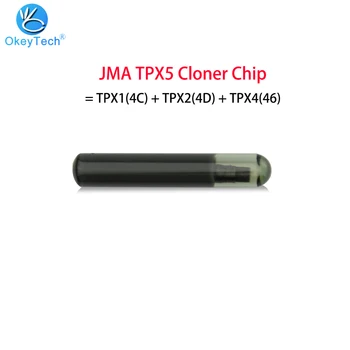 OkeyTech Eredeti 3 AZ 1-ben JMA TPX5 Klónozó Chip = TPX1(4C) + TPX2(4D) + TPX4(46) (szén) Automatikus Transzponder Kulcs Üveg Chip