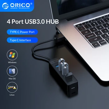 ORICO Típus C-4 /7ort USB 3.0 HUB C Típus tápfeszültség Port Laptop Számítógép Tartozékok USB-Elosztó Usb-C-Hub
