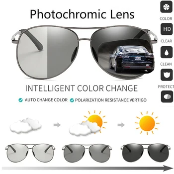 Polarizált Photochromic Napszemüveg Kaméleon Szemüveg Négyzet napszemüvegek Elszíneződés Szemüveg Tükröződésmentes UV400 Vezetés Szemüveg