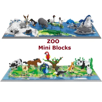 PZX Műanyag építőkockák Park Modell Micro Tégla Állat Állatkertbe Oktatási Játékok Gyerekeknek az Ajándékot a Gyerekek újévi Ajándék Karácsony