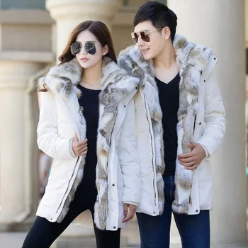 Pár kabát férfi megvastagodott közép -, illetve hosszú szakasz 2021 új téli ruhákat Ifjúsági Bundát női vékony trend