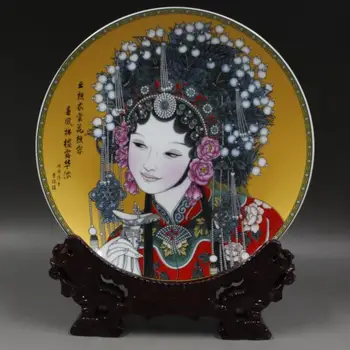 Qing-Dinasztia Qianlong Drunkened Ágyas Kerámia Tányér népi gyűjtemény, lakberendezés, dísztárgy, porcelán antik
