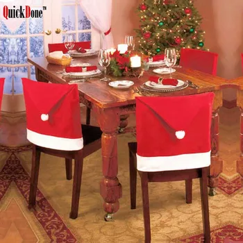 QuickDone 2db/készlet Karácsonyi Szék hátlap Dekoráció Mikulás Piros Kalap Haza Asztalnál Új Év Karácsonyi Dekoráció AKC6269