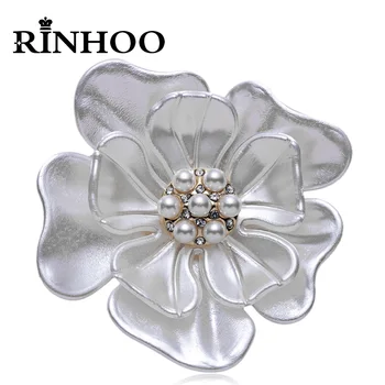 Rinhoo Luxus Nagy Fehér Kamélia Brossok Női Divat Utánzat Gyöngy, Strasszos Virág, Esküvő, Esküvői Buli, Csapok, Ékszerek