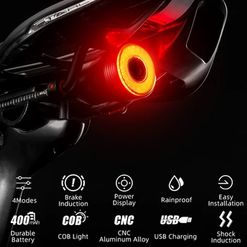 ROCKBROS Kerékpár Világítás Intelligens Érzékelő féklámpa LED Lámpa Gyöngyök Töltse fel USB-Kerékpározás Tartozékok Este Lovaglás hátsó Lámpa