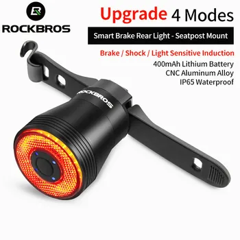 ROCKBROS Okos Kerékpár hátsó Lámpa USB Újratölthető Ultra Fényes Fék Kerékpár Érzékelő IPX6 Hátsó Lámpa Értelemben Lámpa Piros Fény