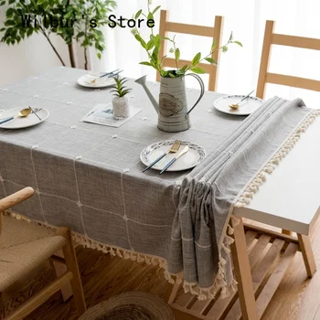 Rács Mintás Terítő a Tassel Téglalap alakú Asztal Fedezze Pamut Ágynemű dohányzóasztal Dekoráció Room Decor Esztétikai