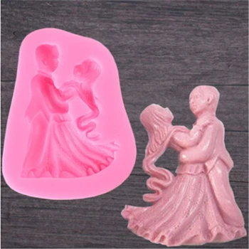 Rózsaszín Vőlegény, Menyasszony Dupla Ölelés Szilikon Penész Torta Fondant Csokoládét Sütés Penész Konyha