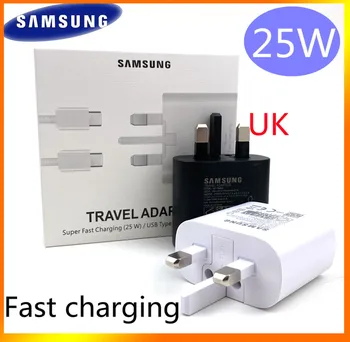 Samsung S21 Szuper Gyors Töltő Eredeti 25W UK Telefon Töltése hálózati Adapter Típus C Típus C Kábel Galaxy Note 10 Mobil Telefon