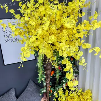 SunMade 1 Db Long Branch A Tánc-Hölgy Orchidea Selyem Mesterséges Virágokat, Beltéri Dekoráció, Otthon, Esküvői Dekoráció Flores Artificales