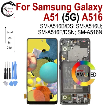 Super AMOLED LCD Keret Samsung Galaxy a51-es 5G A516 Kijelző SM-A516B/DS SM-A516F/DSN LCD Touch Digitalizáló Közgyűlés
