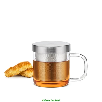 Super Mini hőálló Üveg Kávét Rozsdamentes Acél Infúzióval, majd Fedő 350ml a Tea vagy Kávé,Üvegáru