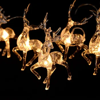 Szarvas 10LED String Lámpa elemes Rénszarvas Beltéri Kültéri Dekoráció Karácsonyi lakásdekoráció Új év String Fények