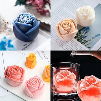 Szilikon Penész Torta Rózsa Alakú 3D-s Penész Esküvői Hab Desszert Édesség Bakeware Eszközök jégkocka Gyertyák Formákat