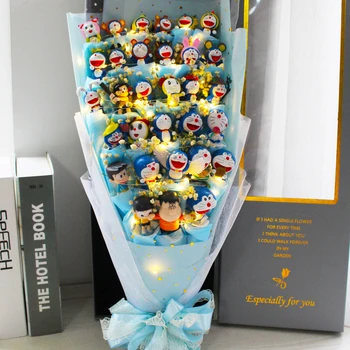 Szép Nagy Mesterséges rajzfilm Doraemon virág szappan, virág, csokor plüss játék Valentin-Nap, Karácsonyi Ajándékok,